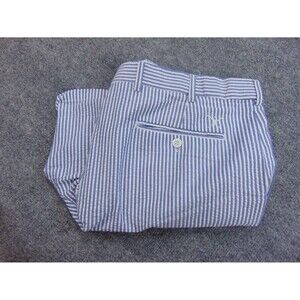 Bocaccio Golf Shorts Mens 38x7 Blue White Stripe 65% Polyester Button Fly